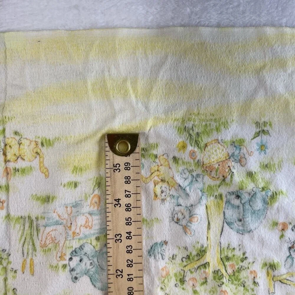 Vintage Dundee Flannel Receiving Blanket Sleeping‎ Baby Bunnies Design Cotton